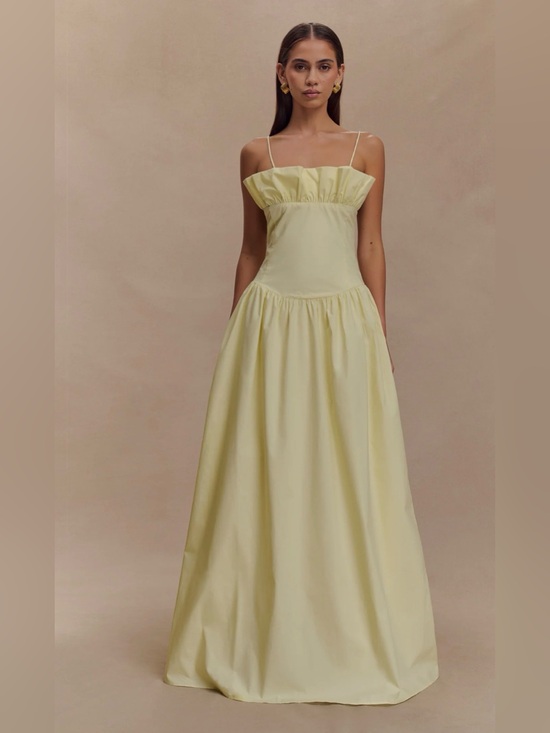 Meshki Dresses & Skirts - Meshki Pale Yellow Ruffle-Bust Maxi Dress